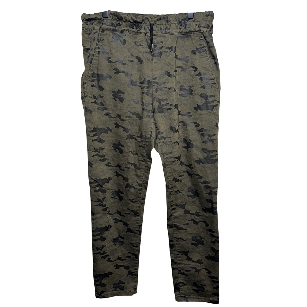 Bevy Flog Shely Green Black Camo Elastic Waist Drawstring‎ Ankle Pants Women 30